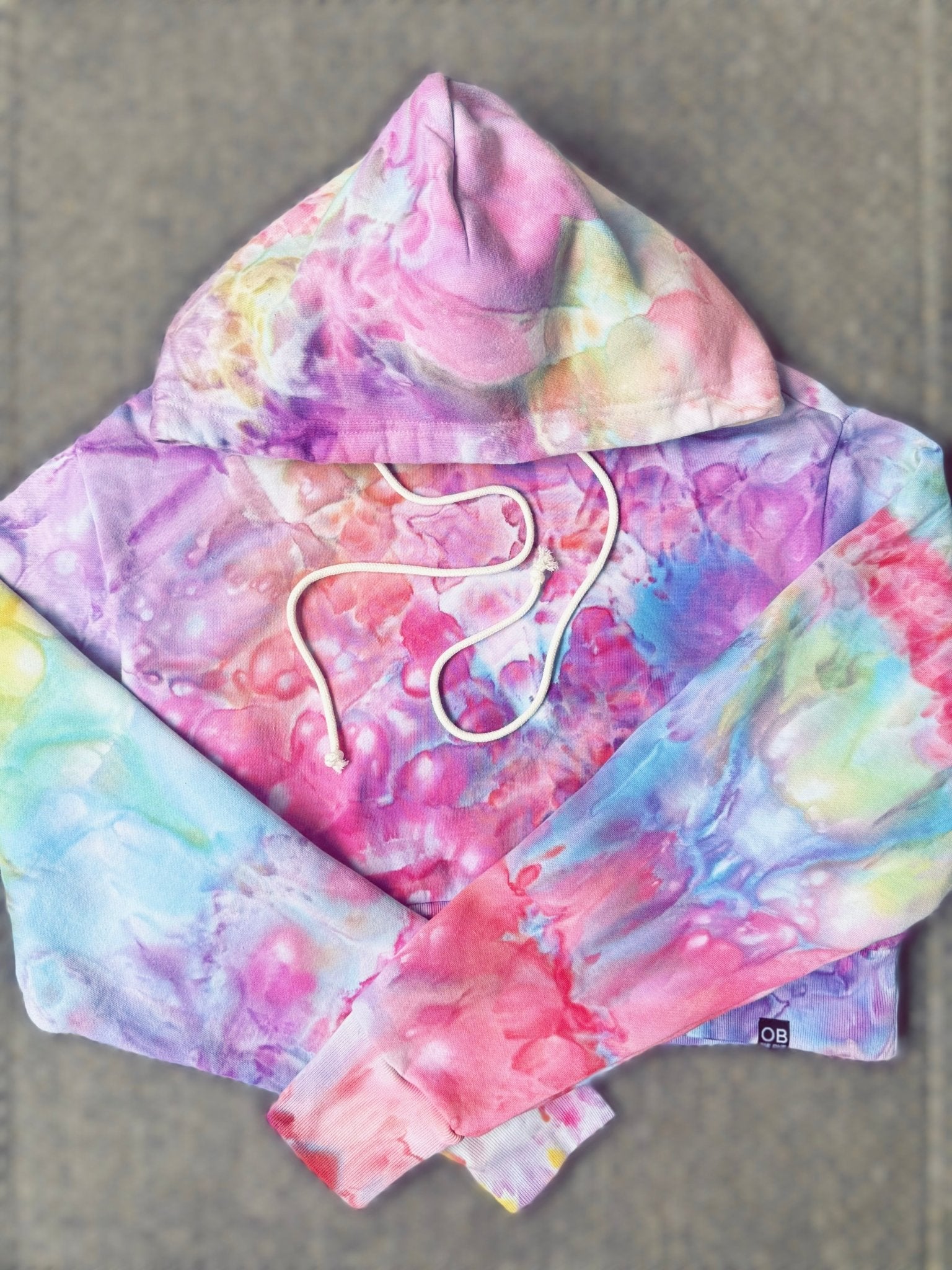 Women’s Cropped Hoodie – Hand Ice - Dyed - OB Tie Dye - 