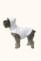 Heavy fleece dog hoodie blank shown from side angle with hood up