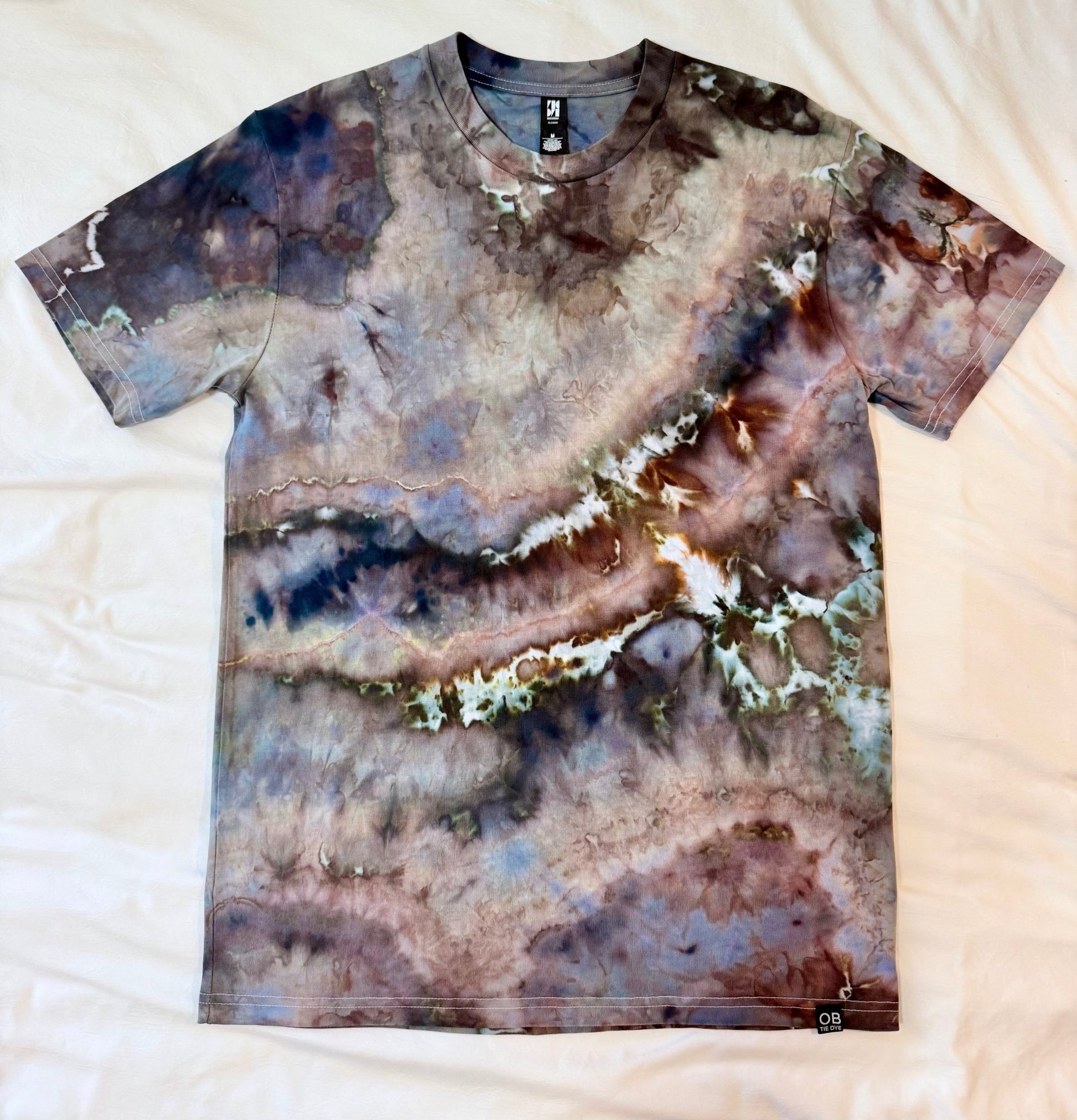 Hand Ice‑Dyed Men’s Tee – One‑of‑a‑Kind from San Diego - OB Tie Dye - 