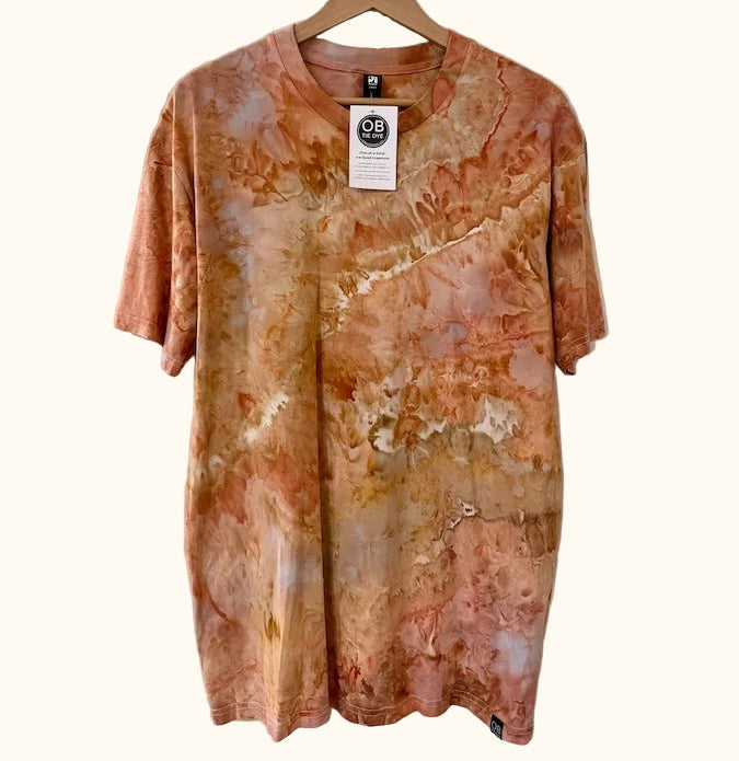 Hand-dyed ice dye hand ice dyed men s tee one of a kind from san diego with organic, coastal-inspired color pattern