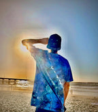 Hand-dyed ice dye hand ice dyed men s tee one of a kind from san diego with organic, coastal-inspired color pattern