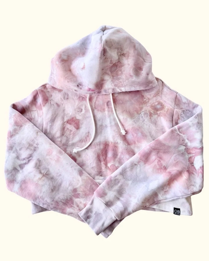 Women’s Hand Ice-Dyed Cropped Hoodie