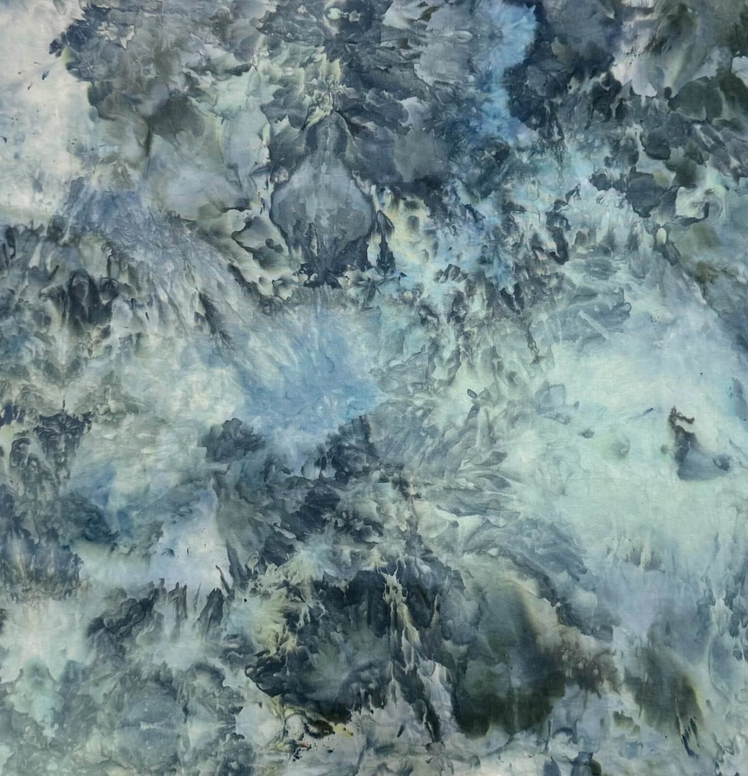 Hand-dyed ice dye hand dyed dog bandana with organic, coastal-inspired color pattern