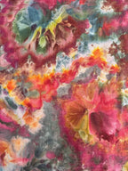 Abstract floral pattern with vibrant colors on a fabric background