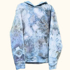 Hand ice-dyed unisex hoodie in Ocean Mist colorway with soft coastal color variation
