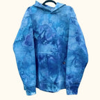 Hand-dyed ice dye custom unisex ice dyed hoodie hand dyed in san diego copy with organic, coastal-inspired color pattern