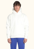 Front view of a plain white unisex hoodie blank used for OB Tie Dye dyeing.