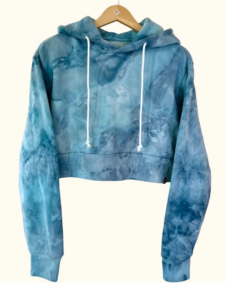 Women’s Hand Ice-Dyed Cropped Hoodie