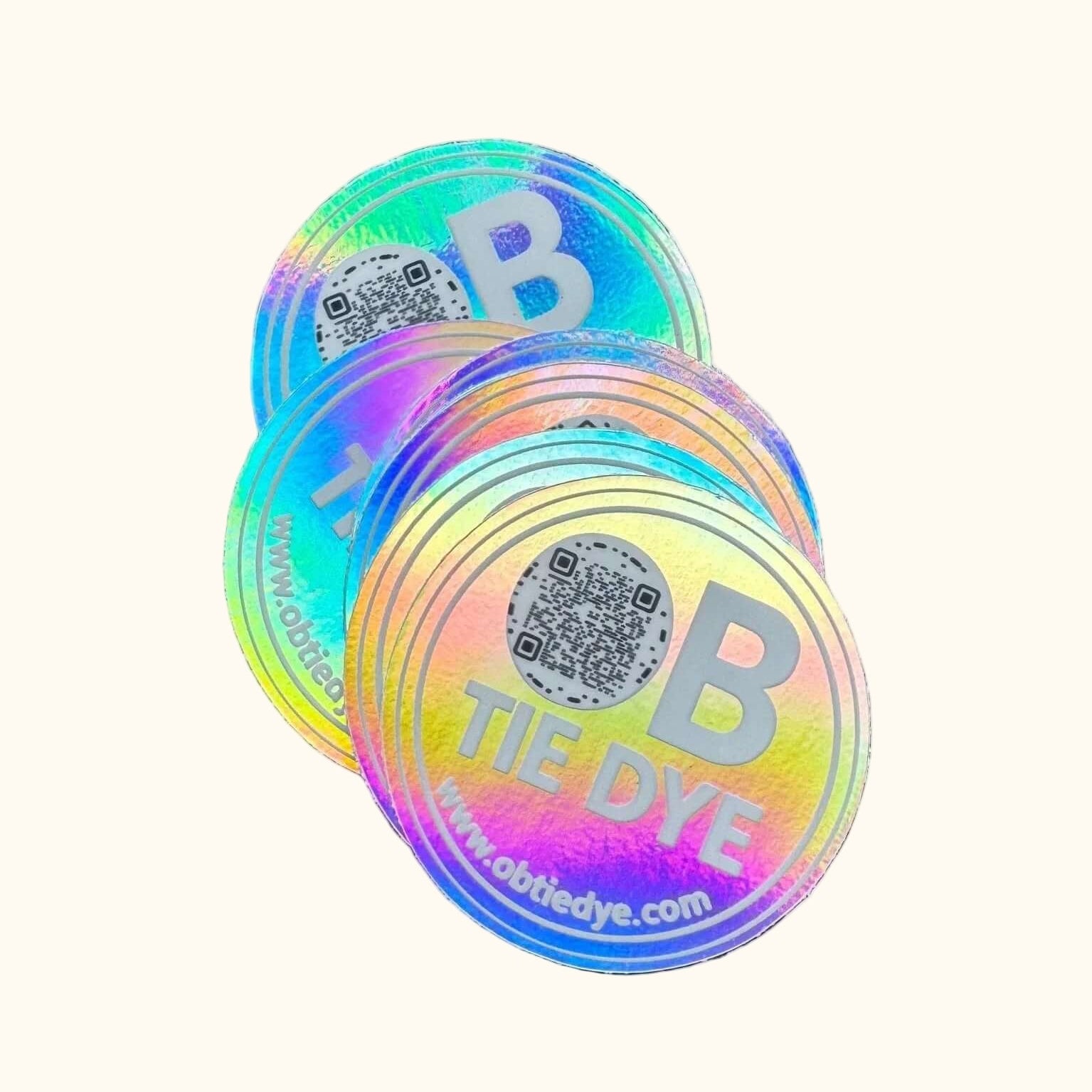 Hand-dyed ice dye holographic sticker with organic, coastal-inspired color pattern