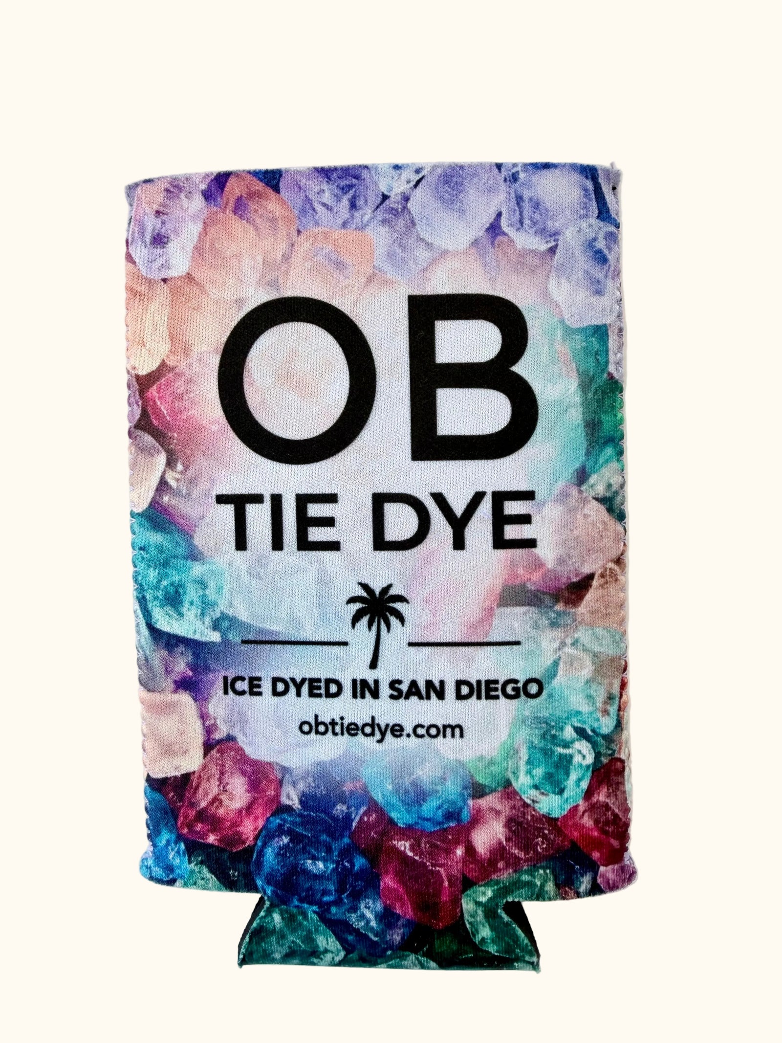 OB Tie Dye tall boy koozie front view