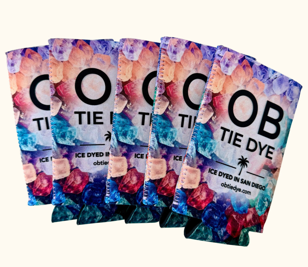 OB Tie Dye tall boy koozies group