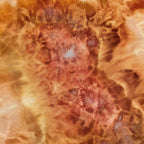 Sunset Cliffs ice-dye swatch with warm sandstone, rust, peach, brown, orange and soft coral tones, hand ice-dyed by OB Tie Dye.